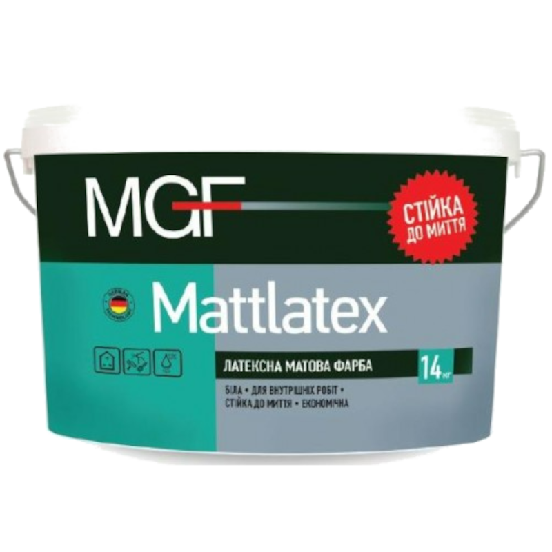 Фарба MGF Mattlatex, латексна, мат білий, 14кг
